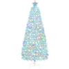 Uten artificiale Albero di Natale bianco 180 cm in fibra ottica, 220 punte, luci LED 7 colori, rami in PVC ignifugo, base in metallo, decorazione interna