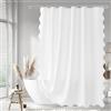 Seasonwood White Scalloped Fabric Shower Curtain 72 x 72 Inches, Aesthetic Shower Curtain Cute Pretty Shower Curtains