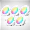 B.K.Licht I 5er Set RGBW Luci da incasso per il bagno LED I Faretto da incasso per il bagno colorato I Telecomando I Foro Ø70 mm I Dimmerabile I 92x45 (DxH) I Bianco