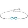Bellitia Jewelry Bracciale Regolabile da Donna in Turchese in Argento 925 per Donna Ragazza, Simbolo di Infinito Bracciali Amore Infinito Braccialetto Regalo per Natale Compleanno San Valentino