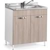 Linea Azzurra Sottolavello 80 Solo Mobile Cucina con 2 Ante in Legno Made in Italy H85xL80xP50cm Facile da Montare (Vasca a Destra, Olmo)