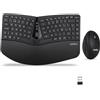 Perixx Periduo-606 - Set tastiera ergonomica compatta e mouse verticale wireless, poggiapolsi regolabile e tasti Low Profile, dpi regolabile, QWERTY spagnolo