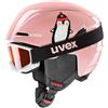 uvex viti set - casco e maschera da sci leggero per bambini - leggero - 100% protezione UVA, B, C - pink penguin - 46-50 cm