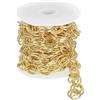 QUARKZMAN 3 Metri Catena a Maglie in Alluminio, Catena a Maglie Doppie Placcata Rotolo di Catena per Creazione di Artigianato Fai da Te, 23x16x2,5mm, Oro