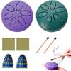 BAIFULAI Set di 2 tamburi da pioggia da 7,6 cm, 6 toni C-Key Tongue Drum in acciaio con sacchetto in tessuto, libro musicale e martello strumento a percussione Handpan per lezioni di musica o regalo (verde e