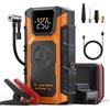 Featou Avviatore di emergenza con compressore d'aria e gonfiatore pneumatici, batteria per auto da 5000 A (per benzina da 10 litri o diesel da 8 litri) 12 V Jump Starters Power Bank con cavi di avviamento