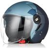 ORIGINE Casco Jet Moto Casco Aperto Scooter con Doppia Visiera Omologato ECE2206 (UPNDOWN MATT BLUE, L)