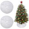 PPGGOPP Copri Base Albero Natale 2PCS Gonna albero di natale Bianco 40CM,Mini gonna per alberi di Natale,bianco Peluche Gonne per Alberi,Tappetino per Copertura Base Albero di Christmas per Decorazione