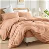 SSW HOMES Set copripiumino super king size (pesca) - 3 pezzi in microfibra spazzolata tinta unita, set biancheria da letto con chiusura a bottone, include 1 copripiumino e 2 federe