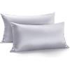 Zenssia Set di 2 federe per cuscini in satin lusso 40 x 80 cm Morbido come un cuscino di seta 40 x 80 cm Cura dei capelli e della pelle con cerniera, Grigio chiaro