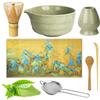 Nuangoo Set matcha da 7 pezzi, accessori per matcha, tra cui frusta per matcha, colino per matcha, ciotola per matcha, frusta per tè, canovaccio e cucchiaio per matcha