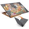 Tektalk Tavola per puzzle pieghevole con staffa/supporto regolabile a 3 angolazioni, leggera e portatile, con cavalletto in legno, tavolo puzzle pieghevole in feltro, per un massimo di 1000 pezzi