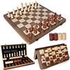 SUPRBIRD Scacchiera in Legno, 2 in 1 Scacchi Magnetici, 39x39 cm Scacchiera Professionale Pieghevole Portatile Scacchi e Dama Magnetici, con Borsa Portaoggetti, Dama per Bambini e Adulti Feste