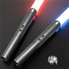MOZC Spada Laser, Spade Laser Bambino con 15 Colori, Lightsaber Duello per 4 modalità Suoni, Spada Laser Ricaricabile USBC con Manico Metallico (Gris Oscuro 2PC)