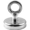 Magnetastico® | 1 pezzo magnete con occhiello in neodimio N35 48 mm Ø | Forza di tenuta 81.0 kg | 1 pezzo magnete extra potente in neodimio con base e eyebolt ovvero vite ad anello, zincato
