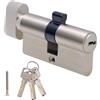 Griwuut Serratura a cilindro europeo cromata 30/30 60mm, serratura per porta ad alta sicurezza con 5 chiavi, anti-trapano anti-grimaldello anti-urto, adatta per porte in legno UPVC e composite