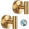 VEINARDYL 2 pezzi Ganci a ventosa, Acciaio inossidabile Gancio per asciugamano da doccia rimovibile, Portasciugamani senza trapano per bagno, cucina, porta in vetro, parete - Forma a T, oro