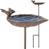 WILDLIFE FRIEND Abbeveratoio per uccelli e mangiatoia decorativa per giardino esterno - Piccola fontana a colonna per uccelli da giardino vintage - Robusta ciotola in ghisa