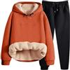 Laquieio Tuta da Donna in Pile Due Pezzi Felpa con Cappuccio e Pantaloni Jogging Tute Donna Manica Lunga Girocollo con Stampa Completo 2 Pezzi Outfit Comodo e Caldo Autunno Inverno Sportiva Training