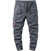 Generic Pantaloni cargo Cascal di grandi dimensioni tinta unita laterali multi tasche pantaloni lunghi pantaloni cargo per uomo, Grigio, 6XL