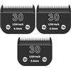 ZATEIRL Confezione da 3 Lame di Toelettatura 30# Staccabili per Cani - Lama in Acciaio da 1/50 Pollici (0,5 mm) - Compatibile con Andis, Oster A5, Wahl KM-10, Moser, Heiniger - Nero