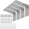 YUMORE Staffe a L resistenti, 15 x 8 x 4 cm, in acciaio inox, montaggio a parete, per mensole galleggianti, casale industriale, con ferramenta, confezione da 4