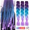 BouGPeng Extension per Treccine Africane 3 Pezzi 24''Kanekalon Treccia Capelli 100 g/pacco Capelli Fibra treccia di scatola per Crochet Twist Intrecciare Capelli(Viola Scuro-Blu Mare-Viola Chiaro)
