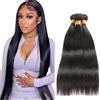 Creuost 34 34 34 Inch 1B Natural Black capelli umani Bundles Double Weft Straight Extensions With Minimal Tangle Unprocessed Brazilian Virgin Remy Hair Extension Soft and Silky For Women