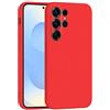 Mixroom - Cover Custodia Case per Samsung Galaxy S24 Ultra Protezione Fotocamera in Silicone TPU Morbido Opaco Bordi Piatti Colore Rosso