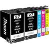 Jhaan 27XL Cartucce d'inchiostro Compatibili per Epson 27XL 27 XL per Epson WorkForce WF-7610 WF-7620 WF-3620 WF-3640 WF-7110 WF-7710 WF-7715 WF-7720 WF-7210 (2 Nero, 1 Ciano,1 Magenta,1 Giallo)
