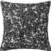 GRatka Federa per cuscino, federa decorativa per cuscino morbido, 45 x 45 cm, per divano della camera da letto, motivo elegante scintillante con paillettes nere e argento