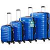 PROVITERA Set 4 Valigie Rigide in ABS, Valigia Rigida S-M-L-XL con Manico Telescopico Gel e 4 Ruote Easy Roll, Trolley Resistente e Leggero da Viaggio, Bagaglio a Mano con Serratura Codice (Blu)