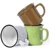 noTrash2003 Set di 3 tazze da caffè vintage nostalgiche in ceramica screziata verde marrone bianco con 350 ml