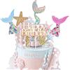 OSDUE Sirena Topper Torta, 6 Pezzi Decorazione Torta Sirena, Mermaid Cake Topper, Compleanno Festa Topper Decorativi, per Matrimonio, Festa di Compleanno e Baby Shower Decorazioni per Matrimonio