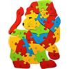 BLUECHOLON Puzzle, Puzzle educativo in legno, animali e veicoli, 25 x 20 cm, numeri e lettere alfabeto, multicolore (leone)