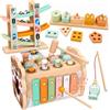 Weilim Giochi Montessori Bambini 1 Anno Legno Cubo Attività Macchinine | Cubo attività 5 lati: xilofono, martello, pesca, ingranaggi, incastri forme e blocchi impilabili. Regalo bimbo 1 anno, EN71