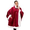 PAVILIA Coperta indossabile per donne adulte, comoda coperta in pile con cappuccio, scialle super morbida, coperta avvolgente con angelo, per ufficio, rosso vino