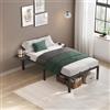 VASAGLE Struttura Letto Singolo, Telaio Letto in Metallo con Ripiani Portaoggetti, per Materassi da 90 x 190 cm, Montaggio Facile, Nero Inchiostro RMB091B01
