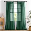PONY DANCE Tende Moderne per Soggiorno con Fettuccia Voile Curtains per Salotto Filtraggio Luce Morbida Tende Trasparenti per Interni 2 Pezzi L 140 x A 245 cm, Verde Scuro