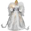 BigKing Puntale per Albero di Natale con Angelo, Statuetta con Angelo di Natale, Decorazione Natalizia per Interni con Ali di Piume, 12,6 Pollici (Angelo D'argento)