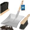 KOTARBAU® Paletta e Scopetta - Acciaio Zincato - 230 x 210 mm - Scopa Camino - Legno - Grigio Naturale - Spazzola A Mano - Paletta Camino - con Manico in Legno