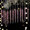 HERZONE 24 pezzi decorazione per albero di Natale a forma di stalattite rosa, in acrilico, decorazione natalizia per albero di Natale (rosa)