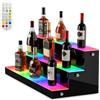 Cityjoy Espositore per bottiglie di liquori illuminato a LED, a 3 ripiani, illuminato tramite USB, per casa, bar, bevande, in acrilico, 24 bottiglie, con telecomando RF, 7 colori statici (4,63 libbre)