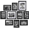 Postavo Set di 10 cornici portafoto - 8 x per [9 x 13 cm), 2 x per [18 x 13 cm), colore nero, cornice portafoto di alta qualità in legno, formato verticale o orizzontale, in piedi/sospesa