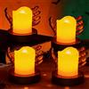 Giugio Candele decorative di Halloween, 4 candele LED senza fiamma, candeline LED di Halloweens, per Halloween e decorazioni per tavoli da festa per feste al chiuso e all'aperto, decorazioni per la casa