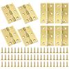 Anstore Cerniere pieghevoli 75 x 50 x 1 mm, 8 pezzi, oro in acciaio inox | Cerniera dorata in acciaio inox per porte, finestre, armadi, cerniere a 270°, cerniere per porte pesanti con 60 viti