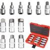 LEKEFETO Set di 12 dadi a brugola da 1/2 con custodia in plastica, esagonale, 5 - 22 mm, 1/2 pollici per bus, set di punte esagonali da 5 - 22 mm
