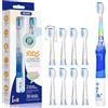 Seago Spazzolino elettrico per bambini dai 3 ai 12 anni di età, spazzolino elettrico con luce colorata, Smart Timer 8 testine morbide, impermeabile, spazzolino sonico per bambini, SG977 (blu-8)
