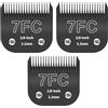 ZATEIRL Confezione da 3 Lame di Toelettatura 7FC Staccabili per Cani - Lama in Acciaio da 1/8 Pollici (3,2 mm) - Compatibile con Andis, Oster A5, Wahl KM-10, Moser, Heiniger - Nero