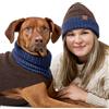 Hunter Maglione per cani Odense, morbido ed elastico, collo alto, look partner con berretto, lavabile, colore: marrone/blu, taglia 80